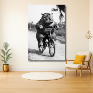 Nijlpaard op toerfiets