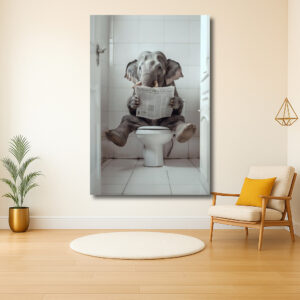 Olifant leest krant op het toilet