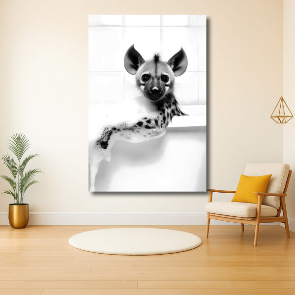Hyena in een schuimbad