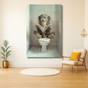 Olifant leest krant op toilet