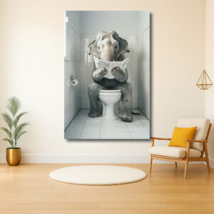 Olifant leest krant in het toilet
