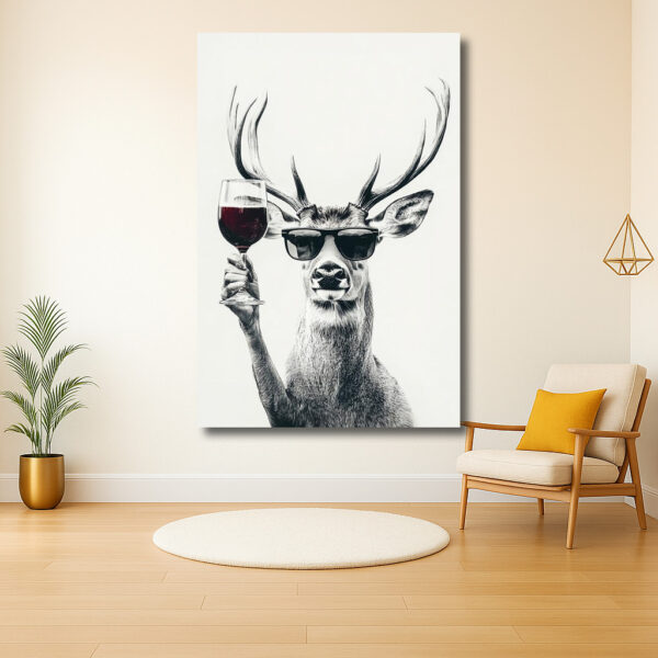 Stylish hert met wijnglas