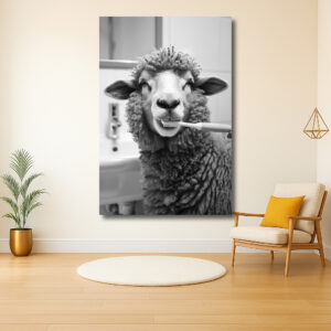 Schaap met tandenborstel