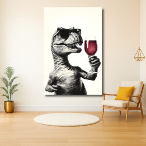 Dino in stijl: Bril en glas wijn