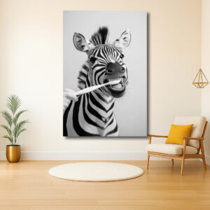 Zebra met tandenborstel