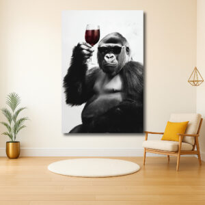 Stijlvolle Gorilla met Wijnglas