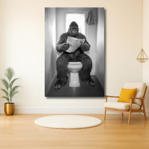 Gorilla op het Toilet met Krant