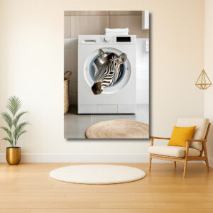 Zebra kop uit wasmachine