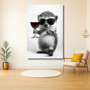 Stijlvolle egel met wijnglas