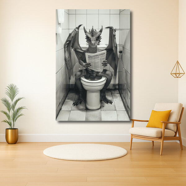Draak op het Toilet met Krant