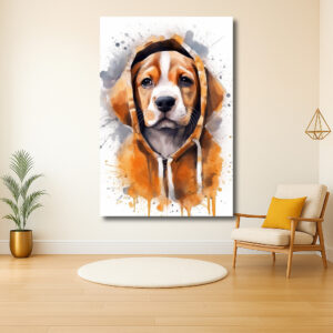 Puppy in een Oranjekleurige Hoodie