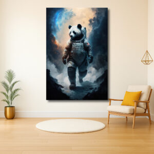 Astronaute panda in de ruimte