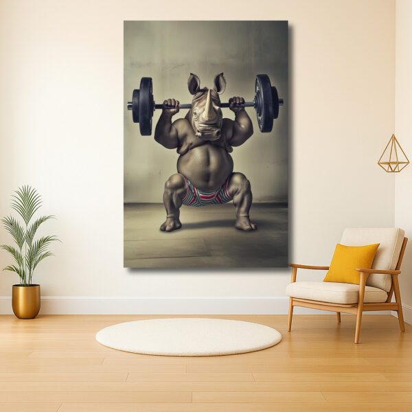 Sterke Neushoorn in de Sportschool