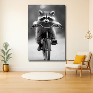 Wasbeer op de fiets