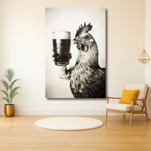 Kip met een glas bier