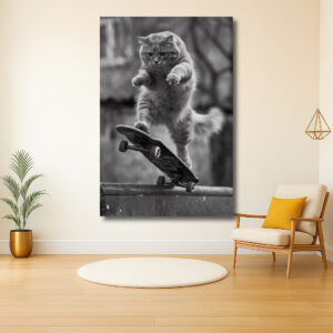 Skateboardende kat in actie