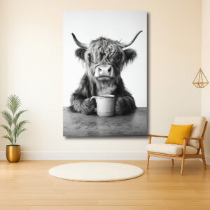 Hoogland met bril en koffie