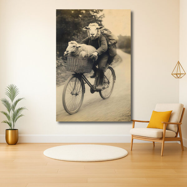 Fietsend met Schapen in Mand