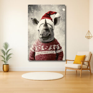 Kerstneushoorn in warme trui