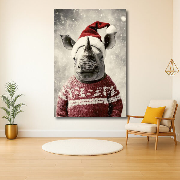 Kerstneushoorn in warme trui