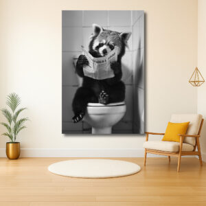 Panda op toilet met krant