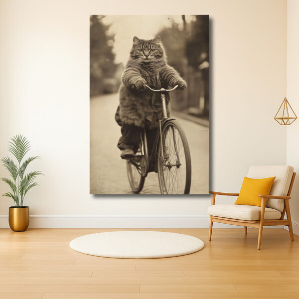 Kat op vintage fiets