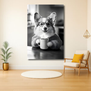 De Intellectuele Hond met Kopje Koffie