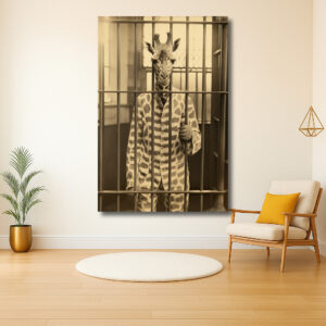 Giraffe in Gevangenisuniform