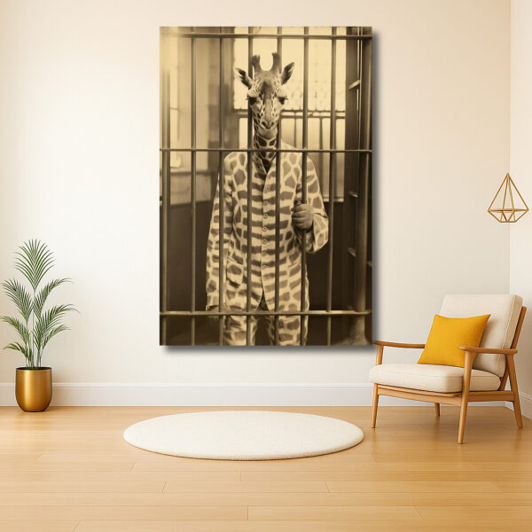 Giraffe in Gevangenisuniform