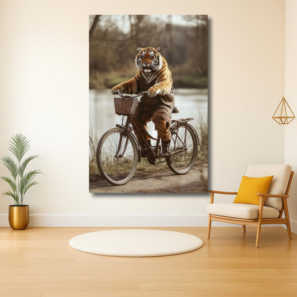 Fietsende tijger verwelkomt het voorjaar