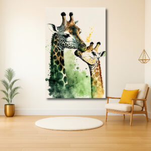 Liefdevolle giraffen in aquarel