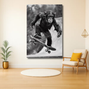 Chimpansees op een skateboardavontuur