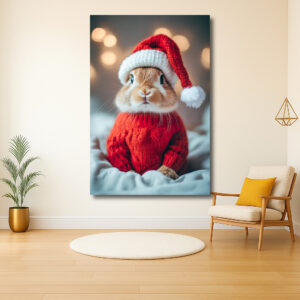 Kerstkonijn in Winterse Gebreide Kleding