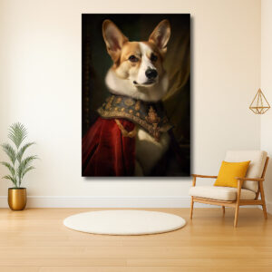 Koninklijke hond met rode mantel