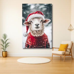 Kerstschaap in feestelijke sneeuw