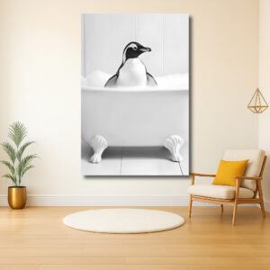Pinguïn in het schuimbad