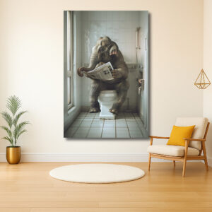 Olifant leest krant op het toilet