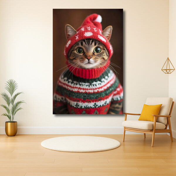 Kerstkat in warme winterkleding