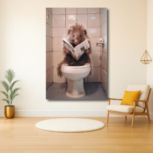 Egeltje leest krant op het toilet