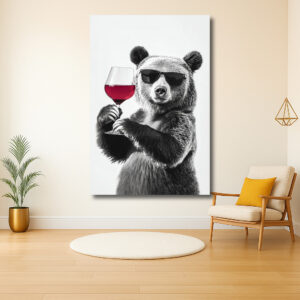 Beer met wijnglas en zonnebril