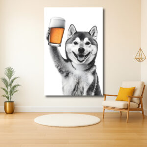 Vrolijke hond met bierglas