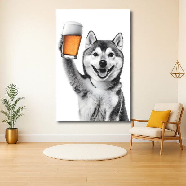 Vrolijke hond met bierglas