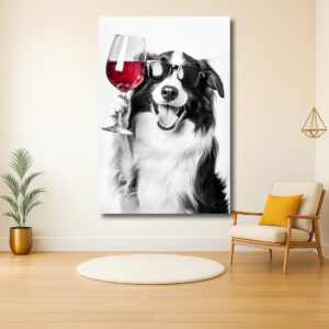 Hond met Zonnebril en Wijnglas