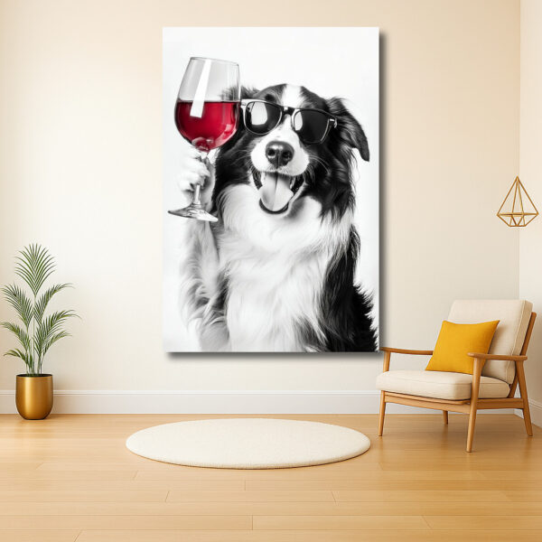 Hond met Zonnebril en Wijnglas