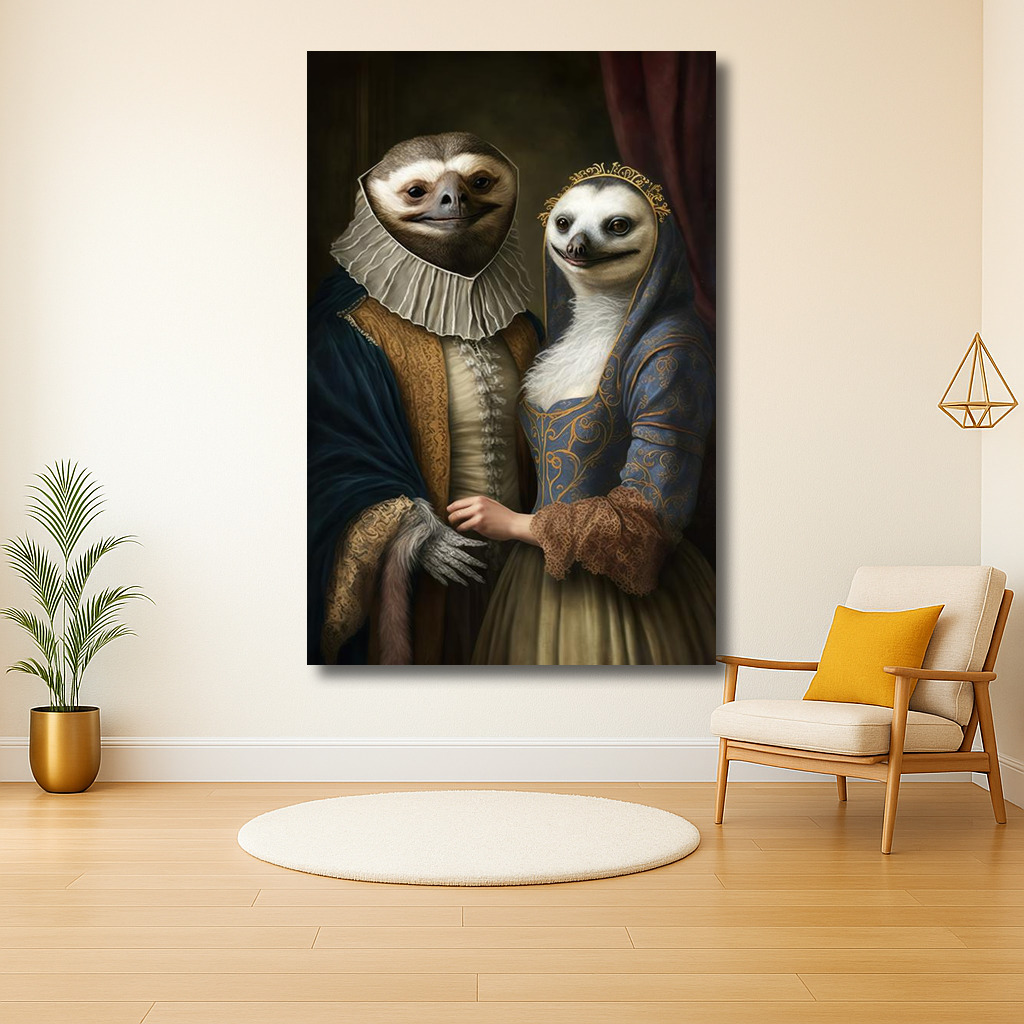 Koninklijke luiaardportretten in renaissance stijl