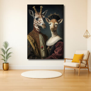Elegante giraffes in klassieke kleding