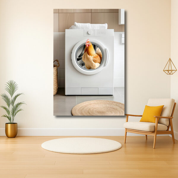 Kip in de wasmachine