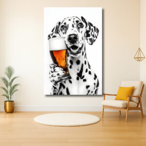 Dalmatier met een glas bier
