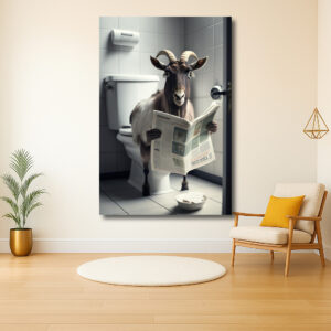 Geit leest krant op toilet