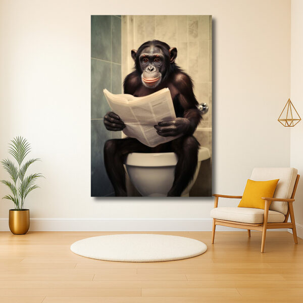 Chimpansee leest de krant in stijl